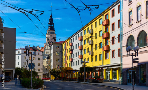 Opava historic centre overlooking Town hall, Czech Republic
