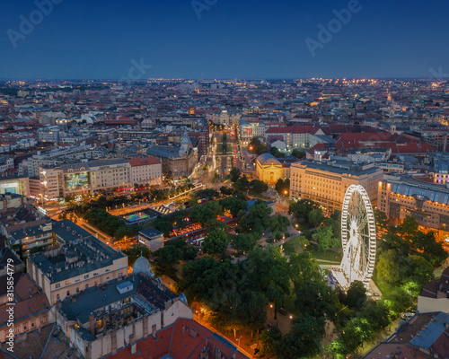Europe Hungary Budapest. Erzsebet square. Budapest eye. Ferenc Deak Square. Green park. cityscape photo
