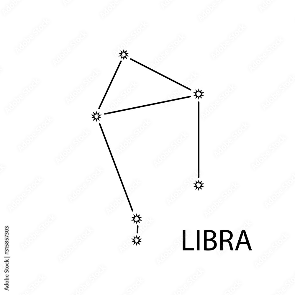 Libra Zodiac constellation stars sign with titles. Vector illustration, isolated on white background Libra Zodiac constellation stars sign with titles. Vector illustration, isolated on white background