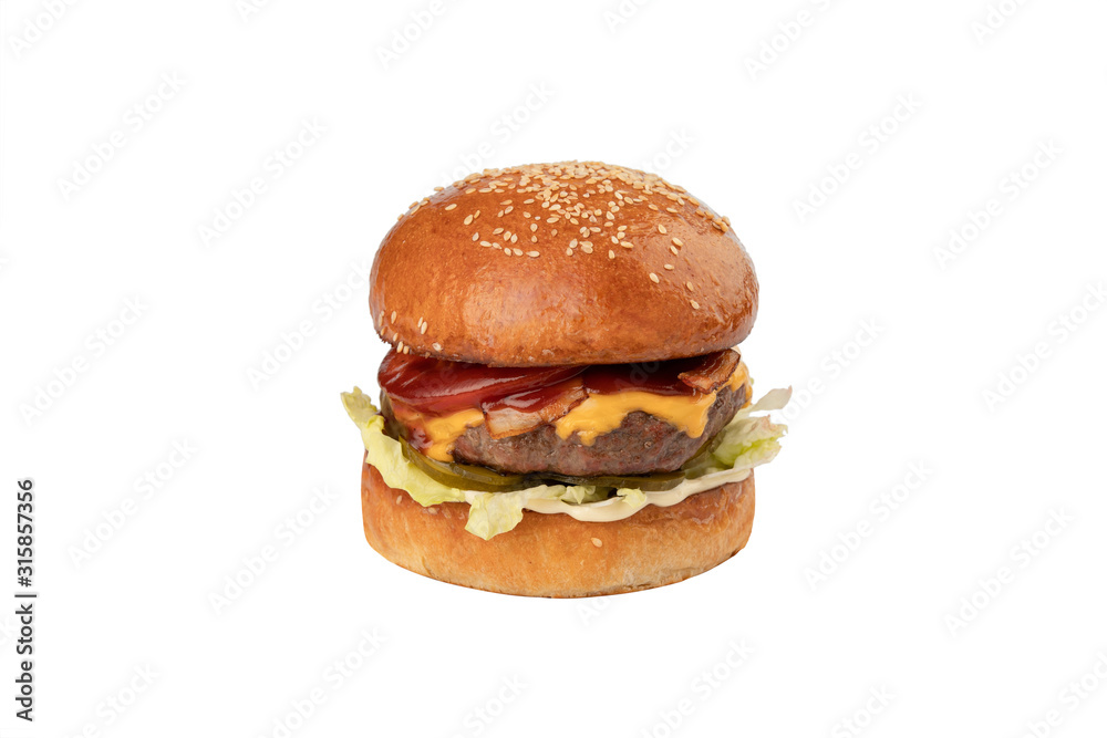 Cheeseburger isolated on a white background. Fast food Cheeseburger isolated on a white background. Fast food