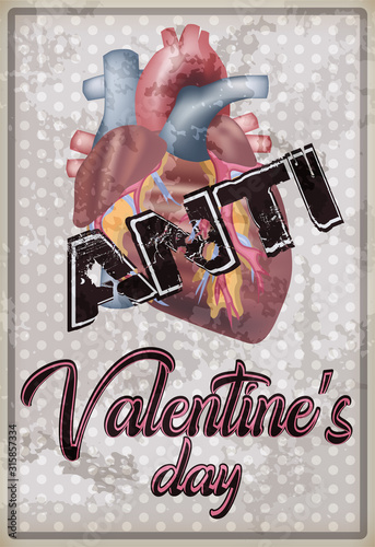 Anti valentine's vintage card, vector illustration