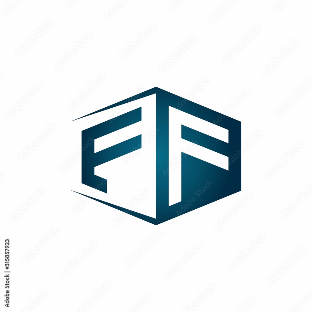 FF monogram logo with hexagon shape and negative space style ribbon design template FF monogram logo with hexagon shape and negative space style ribbon design template