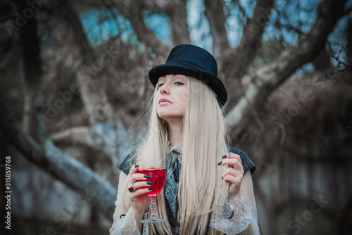 Fotografie Concept of classical Aristocratic vampire cosplay, victorian gothic style