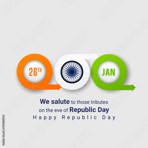 Vector Illustration or background for 26 January, republic day India.India famous monuments and Indian flag on background for Happy Republic Day poster design.