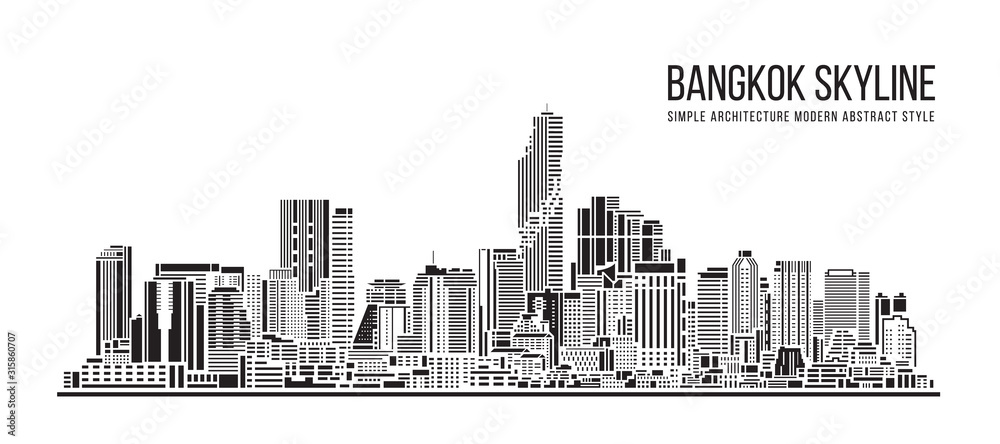 Cityscape Building Simple architecture modern abstract style art Vector Illustration design - Bangkok city