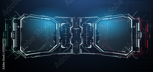 HUD control panel. High tech screen digital hologram frame. Futuristic Abstract HUD. Infographics Sci Fi Interface.