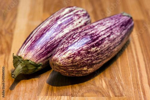 sale of exotic eggplant vegetables, still life on the market