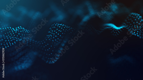 Abstract futuristic -  technology with polygonal shapes on dark blue background.  Design digital technology concept.