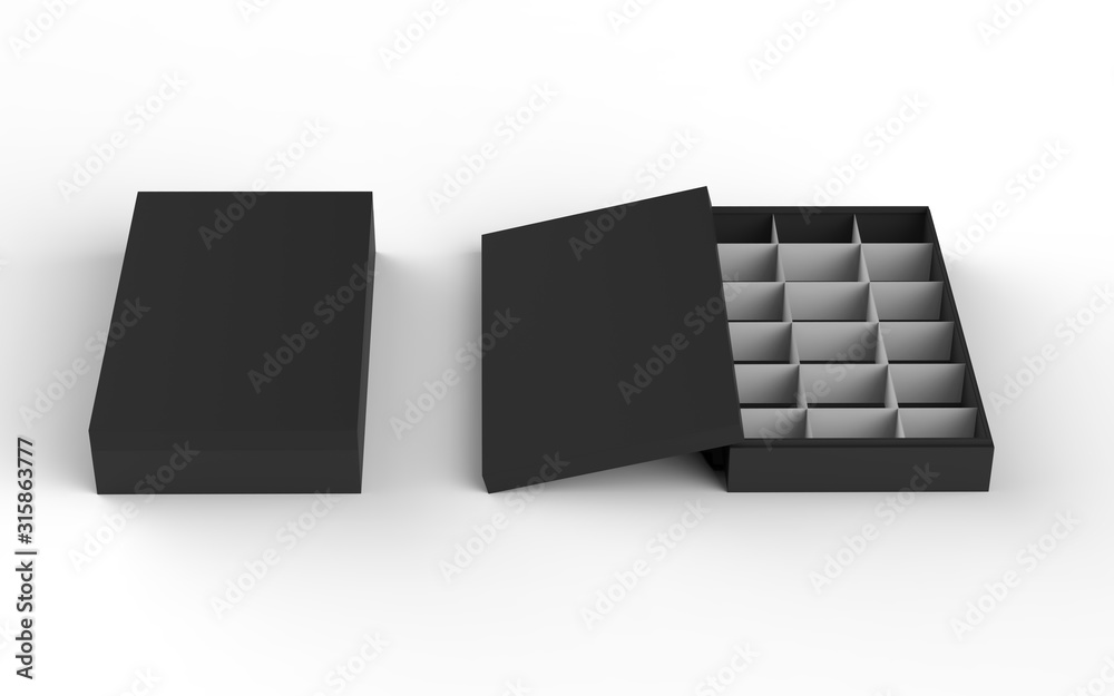 handmade chocolates box open and close. 3d illustration handmade chocolates box open and close. 3d illustration