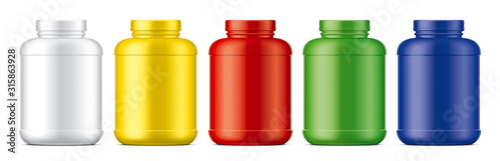 Set of plastic Jars. Colored Matt surface version. 