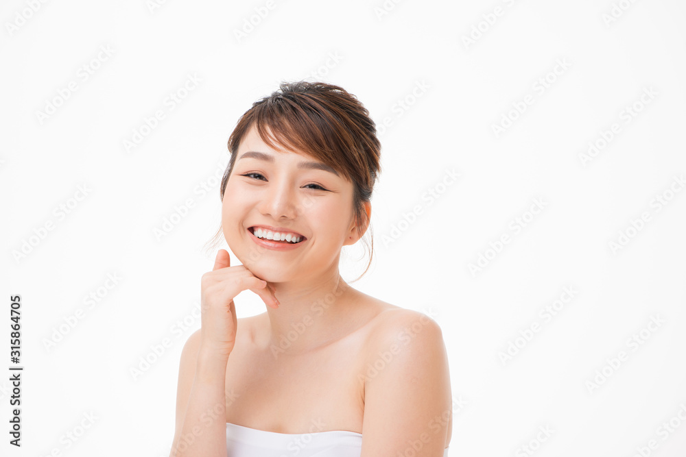 asian beautiful girl with pretty smile on her face. Beauty clinic skincare spa and surgery concept asian beautiful girl with pretty smile on her face. Beauty clinic skincare spa and surgery concept