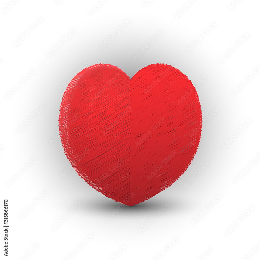Scribble Red Stylish Elegant Heart Shape Sticker for Valentines Day