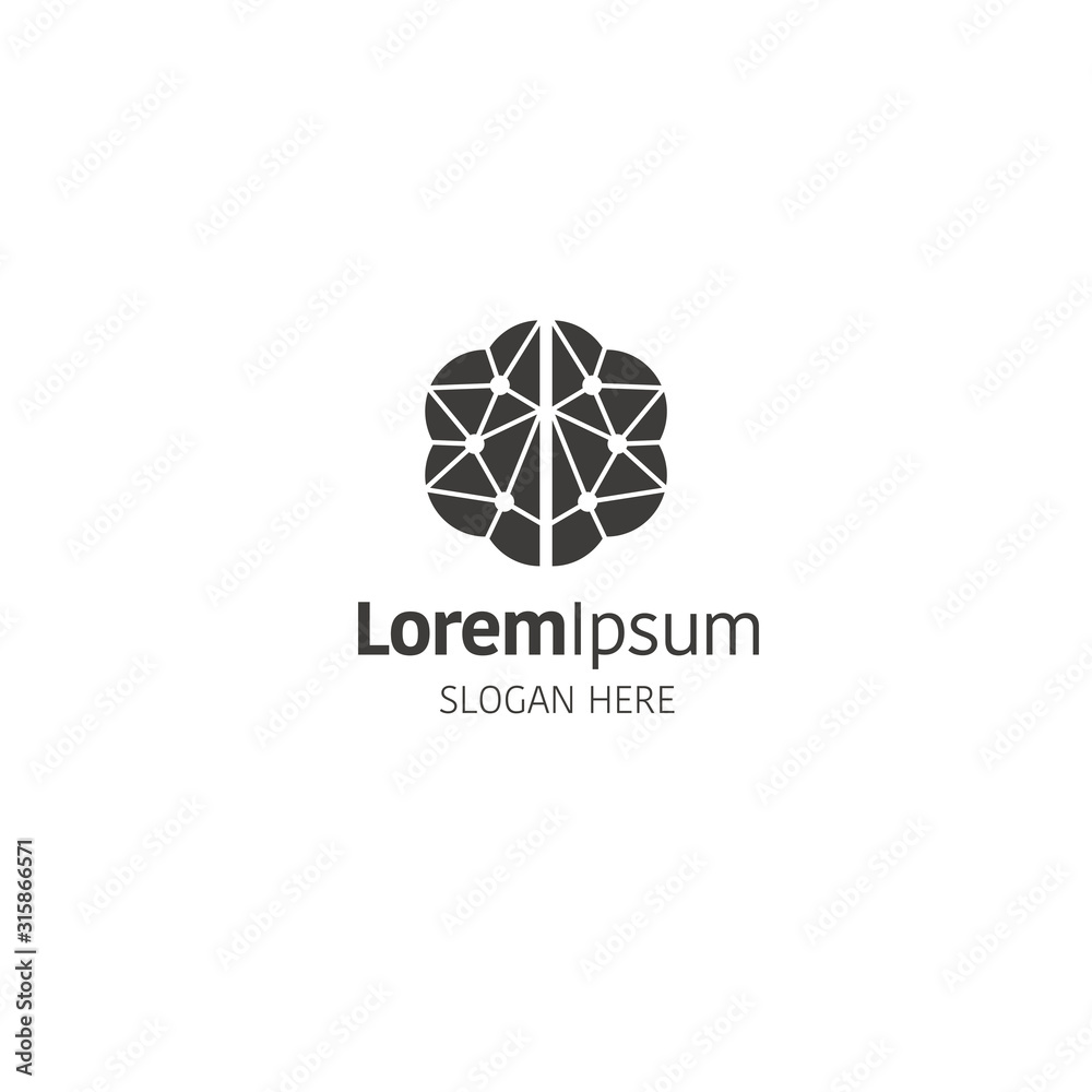 Human brain logo design template on white Human brain logo design template on white