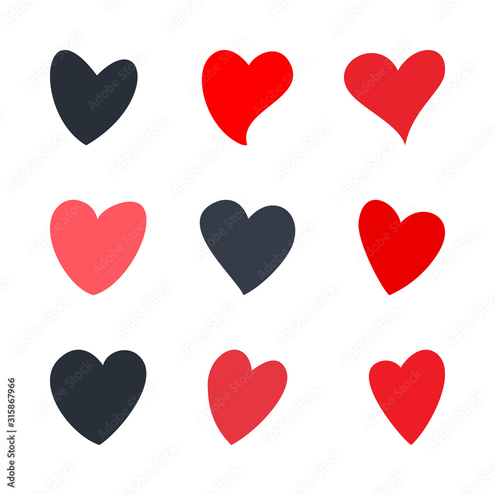 Heart Icons Symbol of Love. Hand Drawn Vector Illustration