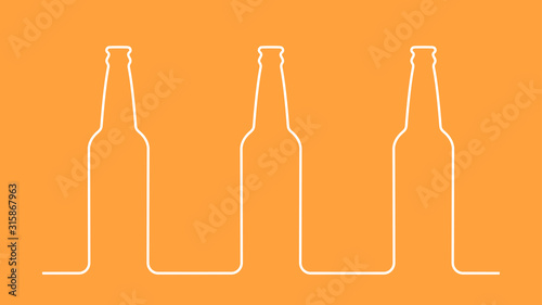 Contour layout of a beer bottle in the style of one solid line. Menu design. Minimalism pattern.