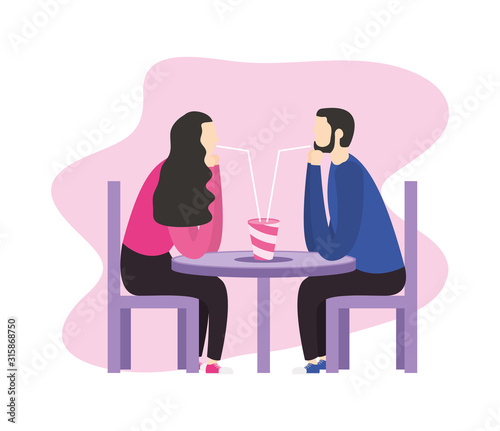happy valentines day with lovers couple in romantic dinner