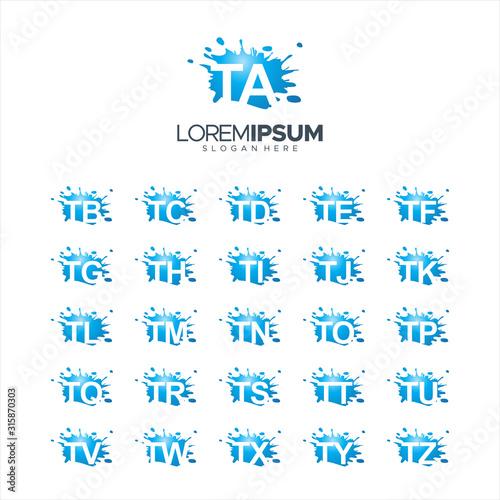 Tableau sur toile Splash Brush vector letter TA - TZ Logo Vector Illustration 10 EPS