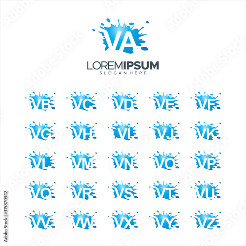 Splash Brush vector letter VA - VZ Logo Vector Illustration 10 EPS