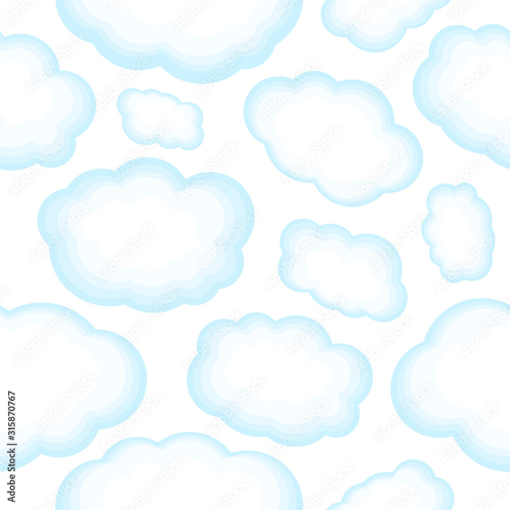 Cloud seamless pattern on white background. Vector illustration cute clouds for print wallpaper