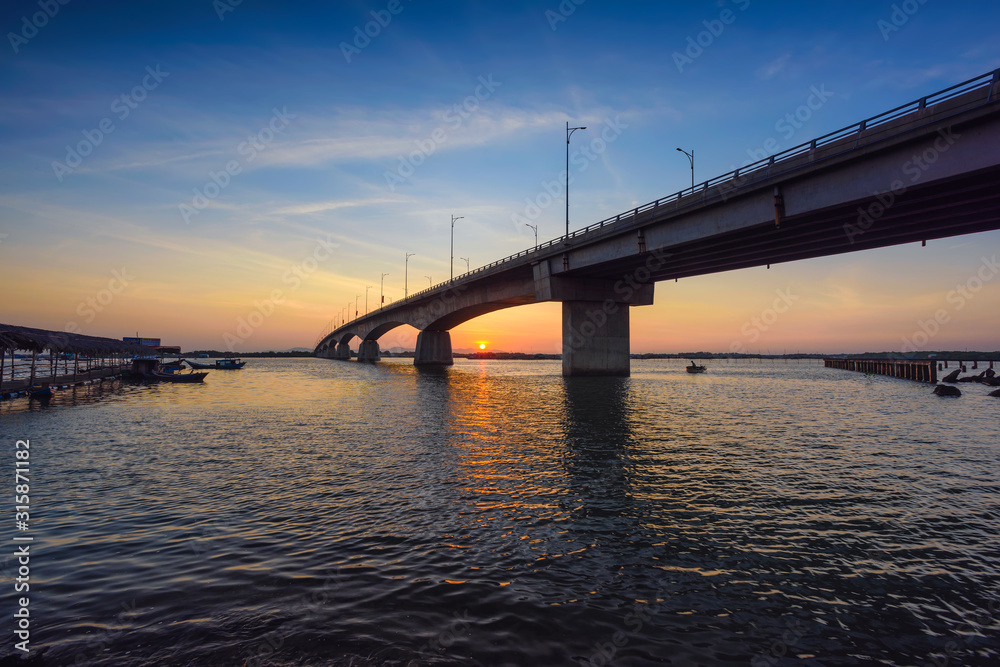 The bridge on sunrise in Long Son, Vietnam.