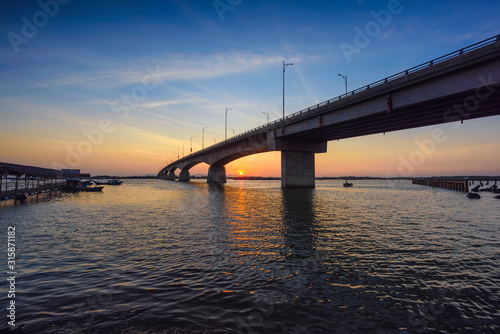 The bridge on sunrise in Long Son, Vietnam.