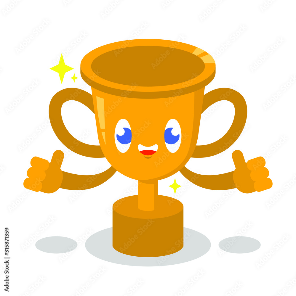 Illustration vector graphic of Trophy thumb up pose. Fit for logo, icon, mascot, etc. Illustration vector graphic of Trophy thumb up pose. Fit for logo, icon, mascot, etc.