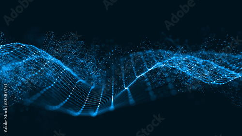 Abstract 3d rendering futuristic dots and lines. computer geometric digital connection structure. Visual information complexity. Intricate data threads plot. Intelligence artificial