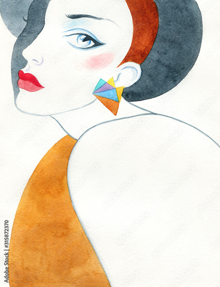 Fototapeta beautiful woman. fashion illustration. watercolor painting