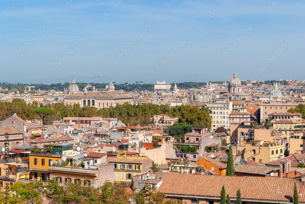 Rome overview with monument Panorama from Piazzale Garibaldi