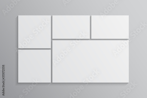 Vector empty collage board five images, photos