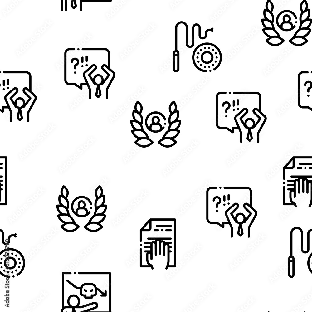 Fototapeta premium Boss Leader Company Seamless Pattern Vector Thin Line. Illustrations