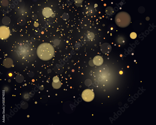 Fototapeta Naklejka Na Ścianę i Meble -  Light abstract glowing bokeh lights. Festive golden luminous background with colorful lights bokeh. Magic concept. Abstract background with bokeh effect. Vector festive illustration.