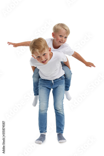 Happy children, brothers