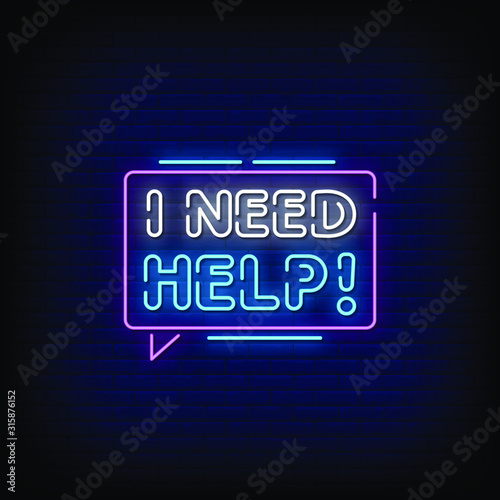 I Need Help Neon Signs Style Text Vector