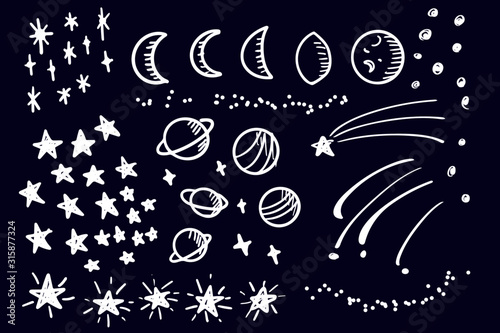 手描きの宇宙モチーフセット
