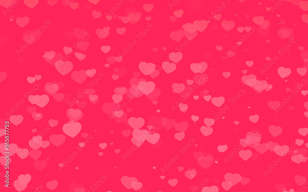 Valentine day pink hearts on pink background.