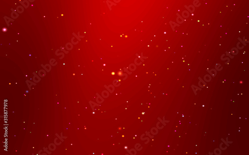 Christmas colorful starry on red black gradient background.