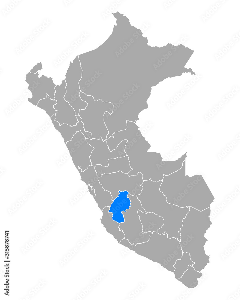 Fototapeta premium Karte von Huancavelica in Peru