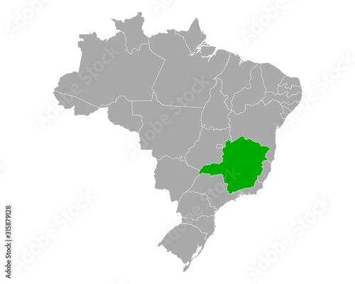 Karte von Minas gerais in Brasilien