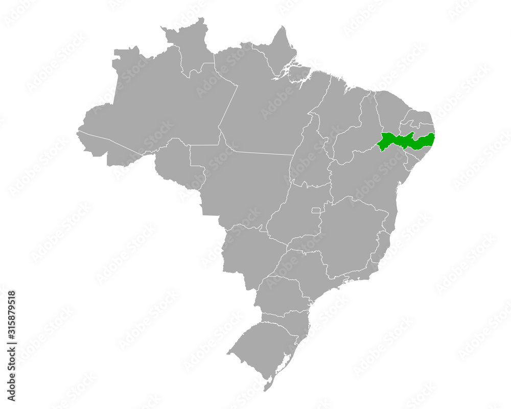 Karte von Pernambuco in Brasilien