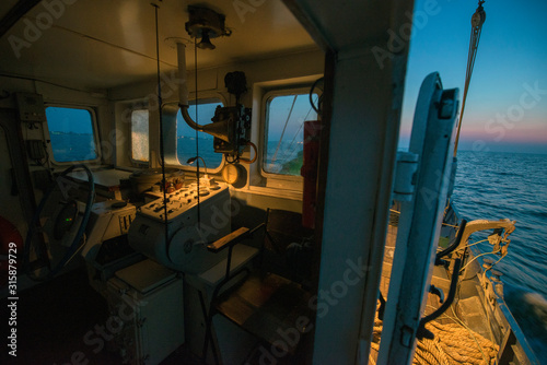 Valokuvatapetti Captain's cabin of a fishing vessel