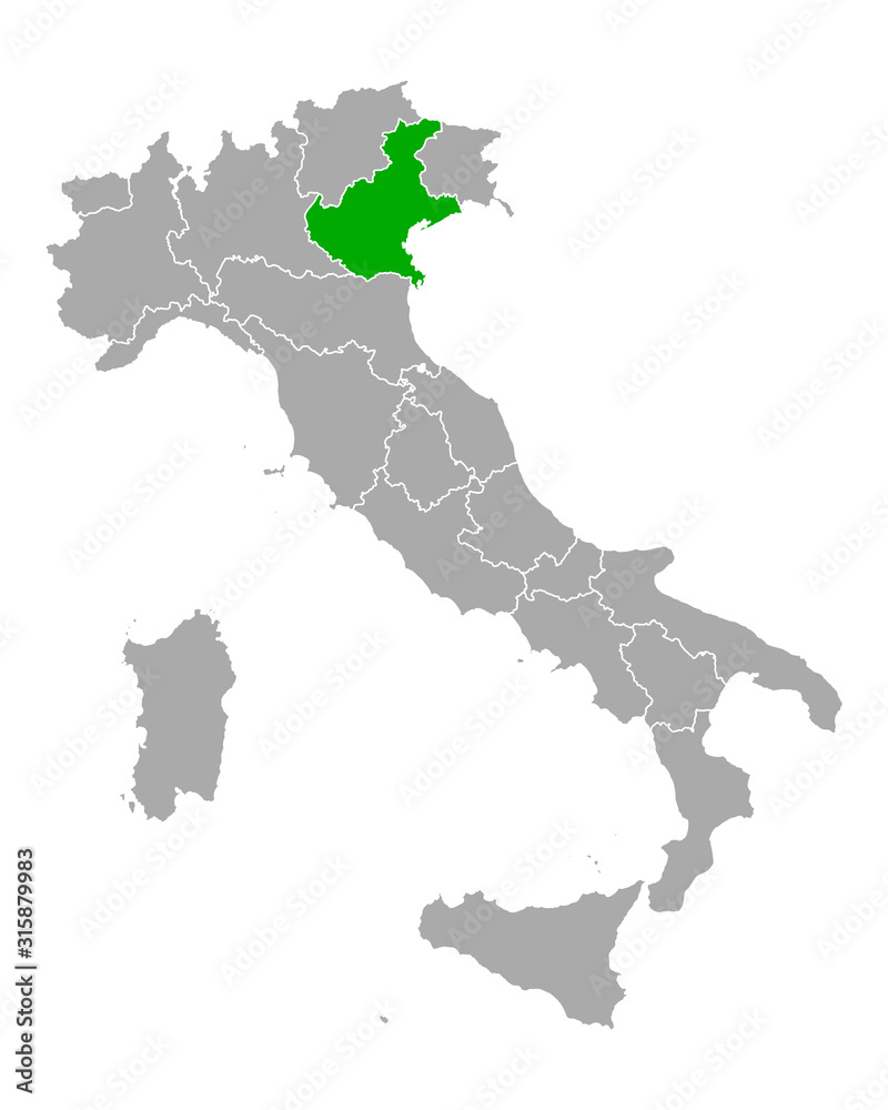 Karte von Venetien in Italien Karte von Venetien in Italien