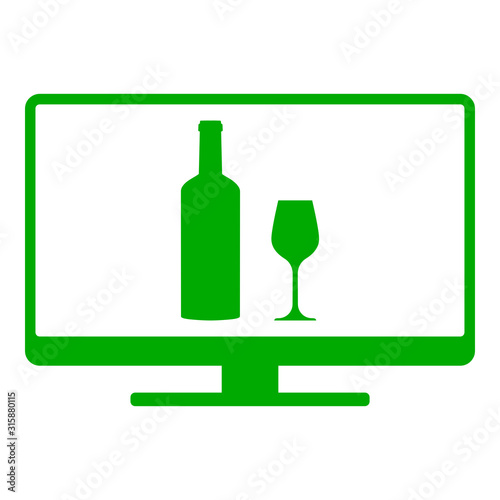 Weinglas und Monitor