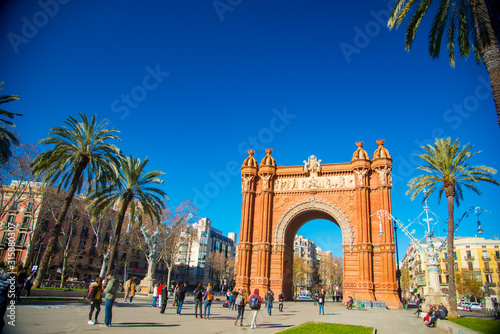 BARCELONA, SPAIN - January 30, 2019: Arc de Triunfo is located in Barcelona, Spain. Barcelona is known as a big tourist destination. .