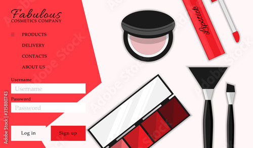 Cosmetic shop web site template. Modern illustration for design and web.