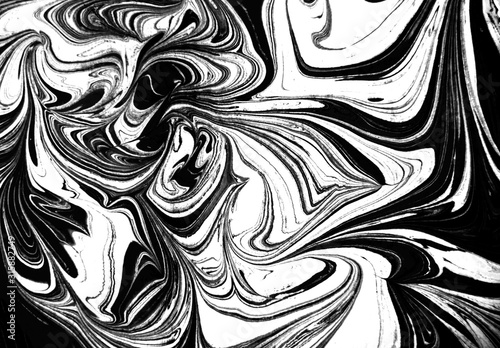 Black and white fluid painting abstract texture, art technique.