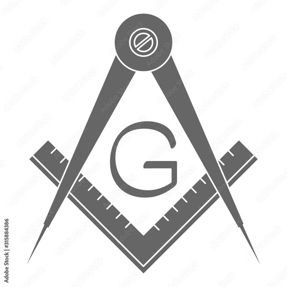 vector icon with Masonic Square and Compasses for your design Stock ...