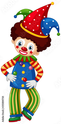Circus clown juggling balls on white background