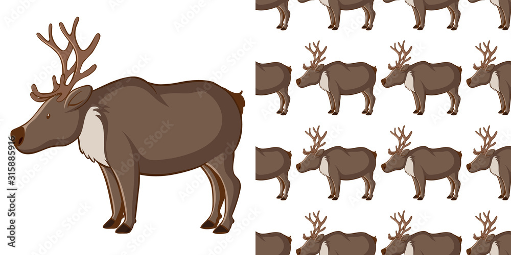 Seamless background design with cute reindeer Seamless background design with cute reindeer