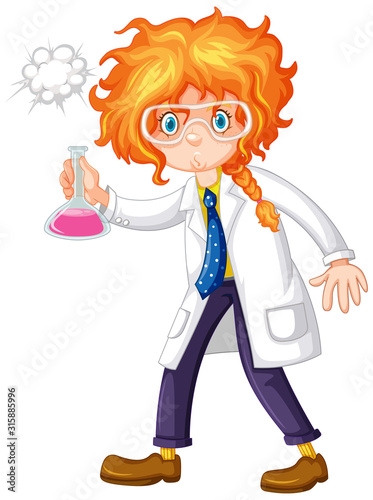 Female scientist holding chemical in hand